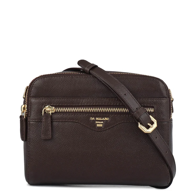 دا ميلانو حقيبة فرانزي جلدية صغيرة - شوكولاتة